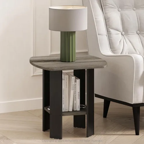 Miniatura 11 de FURINNO - Mesita auxiliar de diseño sencillo Roble Francés/Negro