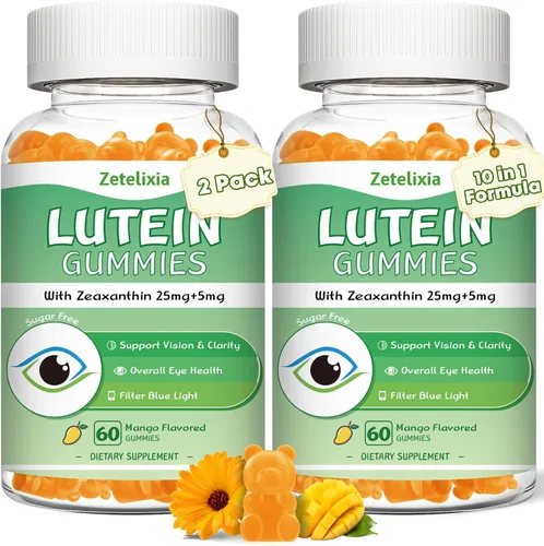 Miniatura 8 de Gomitas de luteína de 25 mg, suplementos de luteína y zeaxantina sin azúcar, suplemento de salud ocular para adultos, vitaminas oculares luteína