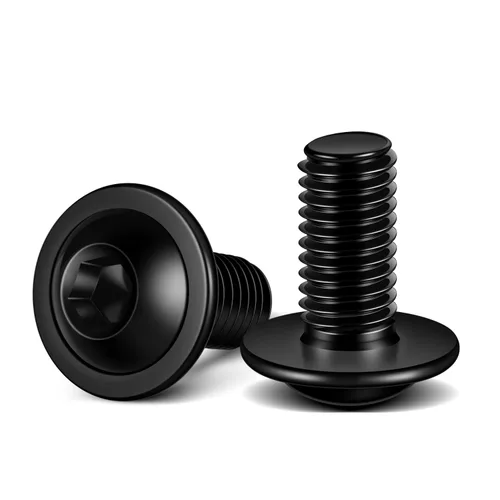 Miniatura 18 de Tornillos de cabeza de botón con brida M5 x 0.472 in, acero inoxidable 18-8 (304), totalmente roscado, unidad de enchufe Allen, 100 unidades plateado