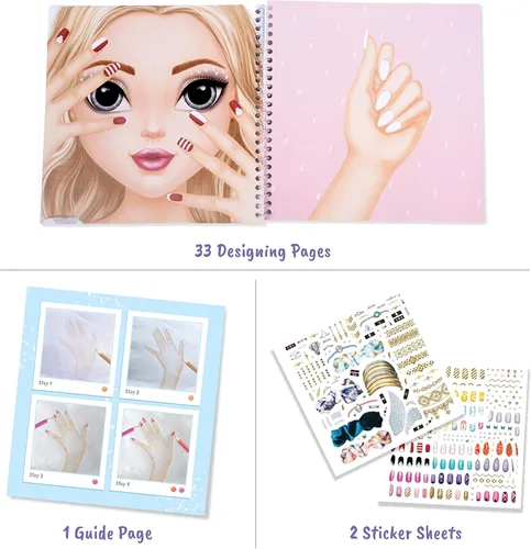 Miniatura 4 de BSCOOL Nails Studio Learn to Design Nails Activity Book for Girls Ages 5+ – 2 Pack – Nail Art Sticker Design Book with Guides – Creative Birthday