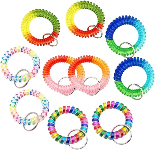 VIOKKO Llavero de la bobina de la muñeca, llavero colorido del estiramiento de la primavera llavero del arco iris espiral de la bobina de la