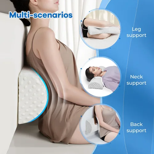 Miniatura 7 de anzhixiu Almohada de pierna de media luna para dormir de espalda, almohada de altura ajustable debajo de la rodilla para tobillos, almohada