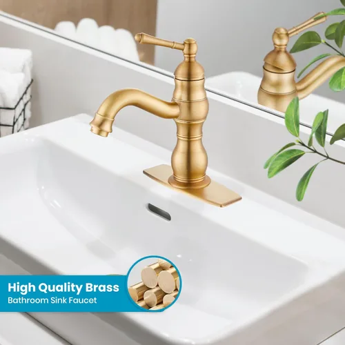 Miniatura 2 de gotonovo Grifo de lavabo de baño con 1 agujero, mango individual, grifo de tocador giratorio de 360°, grifo mezclador de lavabo a juego, desagüe