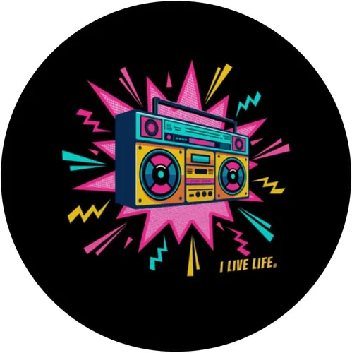 Miniatura 3 de PopGrip adhesivo retro de los años 90, estilo Boombox Radio de los años noventa, estilo vintage, I Live Life PopSockets