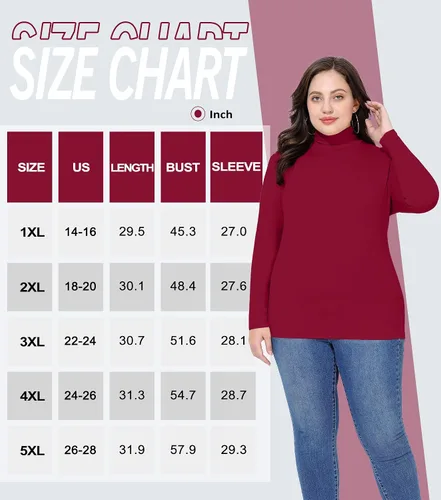 Miniatura 4 de COOTRY Camisetas de manga larga con cuello alto falso para mujer, talla grande, ligeras, ajustadas, de capa base