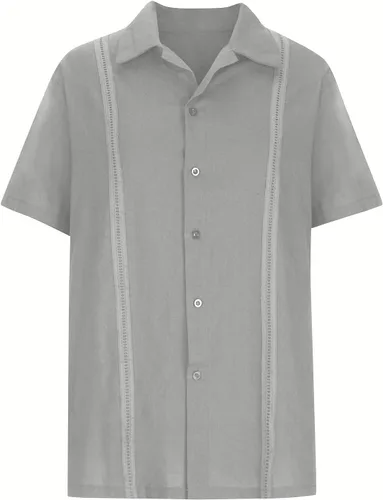Camisas con botones para Hombre Camiseta de solapa Manga Corta Jersey sólido Blusa Superior Regular Ropa básica para