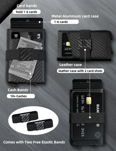 Miniatura 2 de Cartera delgada de aluminio con tarjetero, Negro carbón, Minimalista