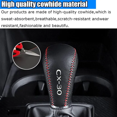 Miniatura 6 de Accesorios de interior personalizados para Mazda CX-30 2020 2021 2022, funda de palanca de cambios de cuero automático, botas de transmisión, funda