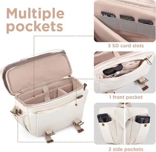 Miniatura 5 de SMRITI Bolso de cámara de lona pequeño - DSLR/SLR Bolso impermeable para cámara Canon/Sony/Nikon/Fuji, lindo bolso cruzado para cámara con funda