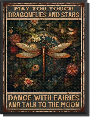 Miniatura 26 de LIUAXICIA Letreros divertidos de metal con texto en inglés «Into The Forest I go to Lose My Mind and Free My Soul Dragonfly», decoración de pared