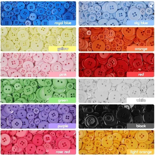 Miniatura 7 de 1000 botones para manualidades, botones coloridos para ropa, varios tamaños, resina redonda, botón decorativo a granel para manualidades de costura