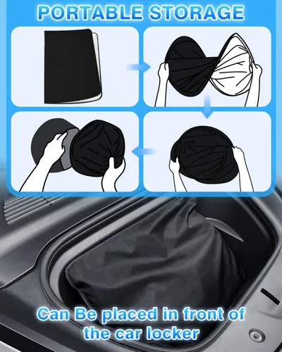 Miniatura 7 de Parasol negro para techo solar impermeable – Compatible con Tesla Model 3/Highland 2020-2026 – Bloqueo UV y reducción de calor – con hebilla negra