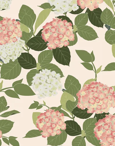Miniatura 9 de Papel tapiz floral despegar y pegar autoadhesivo de hortensias, papel de pared estilo campo francés color crema, papel tapiz adhesivo