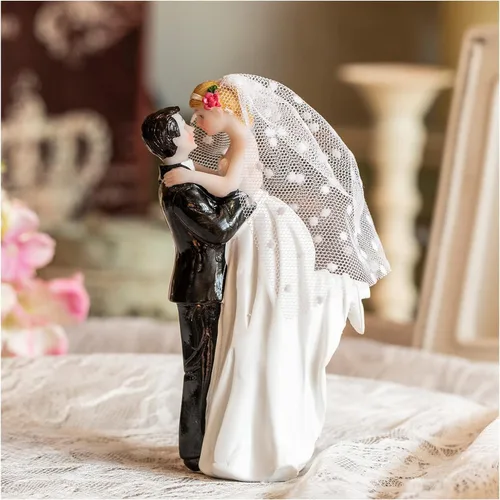 Adornos Modernos para Pasteles de Boda de Novia y Novio Figurina Hecha a Mano para Decoración, Adorno Rústico para Pastel para Boda, Divertida