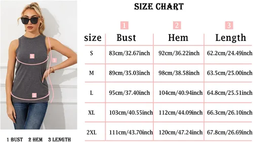 Miniatura 5 de Langwyqu Camisetas sin mangas con cuello redondo para mujer, estilo casual, holgadas, para verano