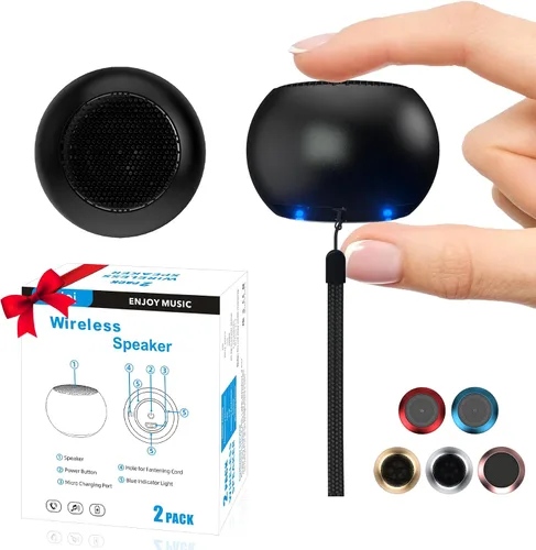 Paquete de 2 mini altavoces portátiles, altavoces pequeños Bluetooth, micro altavoz inalámbrico para teléfono/PC/tableta, batería recargable,