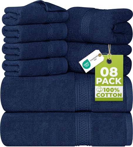 Miniatura 41 de Utopia Towels - Juego de toallas de 8 piezas, 2 toallas de baño, 2 toallas de mano y 4 para la cara, 100% algodón hilado en anillo, 600 GSM, Beige