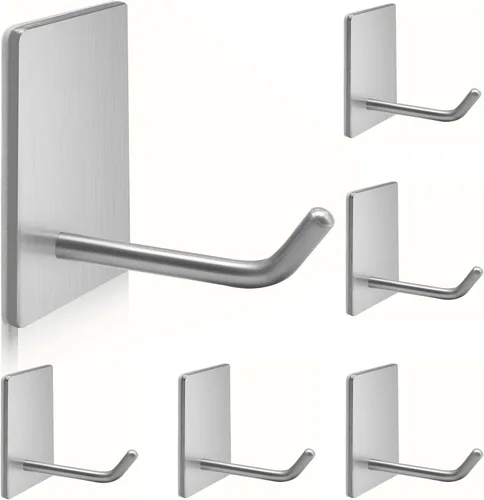 Miniatura 8 de Ganchos adhesivos resistentes, ganchos de pared autoadhesivos de acero inoxidable, ganchos adhesivos para toallas para cocina y baño, ganchos