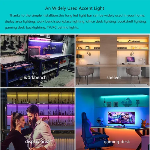 Miniatura 6 de Iluminación para debajo del gabinete, barra de luz LED RGB funciona con Alexa, Google Assistant, aplicación inteligente, 20 pulgadas, tira de luces