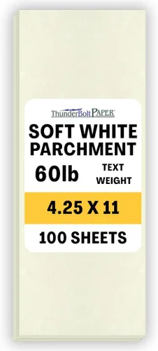 Miniatura 15 de 50 hojas de papel de pergamino blanco suave 60# (= enlace 24) – 8.5 x 14 pulgadas tamaño legal – 60 libras no es peso de tarjeta – Semblance