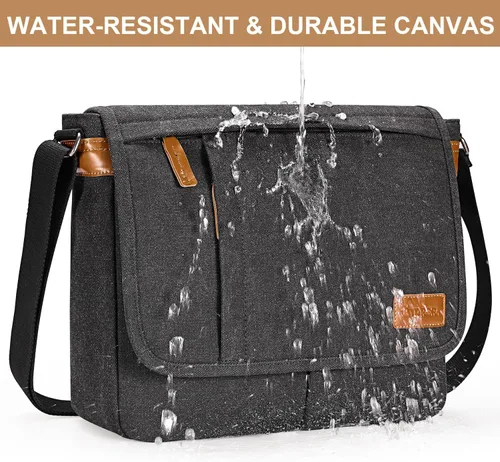Miniatura 6 de Estarer Bolsas de mensajero para hombres de 13 a 13.3 pulgadas, resistente al agua, bolsa de lona para trabajo, oficina, viaje, bolso cruzado