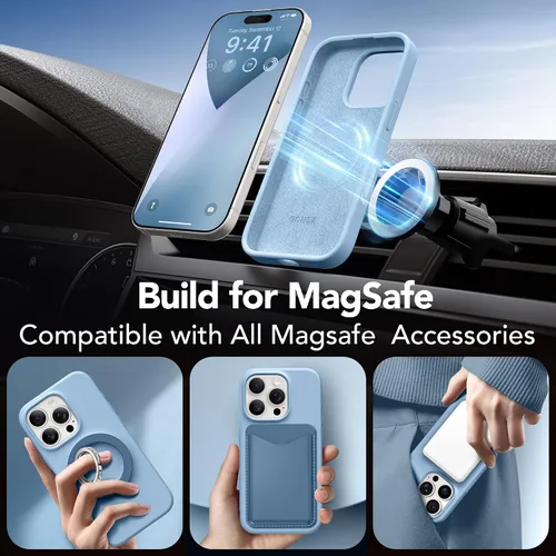Miniatura 280 de GONEZ Funda de silicona para iPhone 15 Pro Max, compatible con Magsafe, protector de cámara + protector de pantalla, forro de microfibra suave