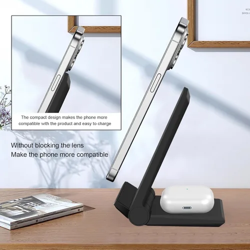 Miniatura 8 de Cargador inalámbrico 2 en 1, estación de carga inalámbrica rápida de 20 W plegable para iPhone 17 16 15 14 13 12 Pro Max/XS, Air Pods, para Samsung