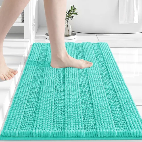 Miniatura 214 de Grandaily Alfombras de baño de felpilla a rayas de 24 x 16 pulgadas, extra gruesas y suaves, absorbentes, parte trasera de goma, alfombra de ducha