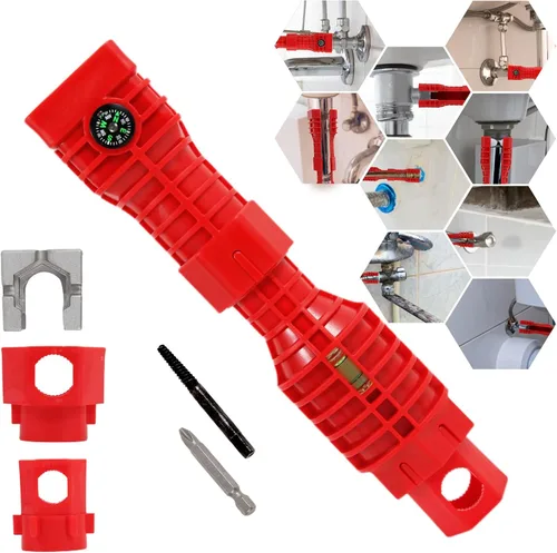 Llave de lavabo, 24 en 1, instalador de grifo y fregadero, multiherramienta, llave de fontanería multiusos, llave de fregadero, llave de plomería