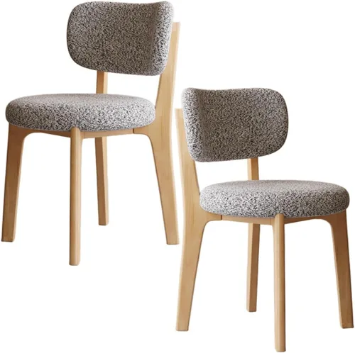 Miniatura 27 de YVYKFZD Solid Wood Dining Chairs, Fabric Dining Room Chair Set of 2/4/6, Upholstered Kitchen Chairs with Curved Backrest, Armless Living Room Chair