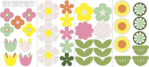 Miniatura 5 de Tempaper Calcomanías de pared retro florales autoadhesivas, multicolor Floral retro