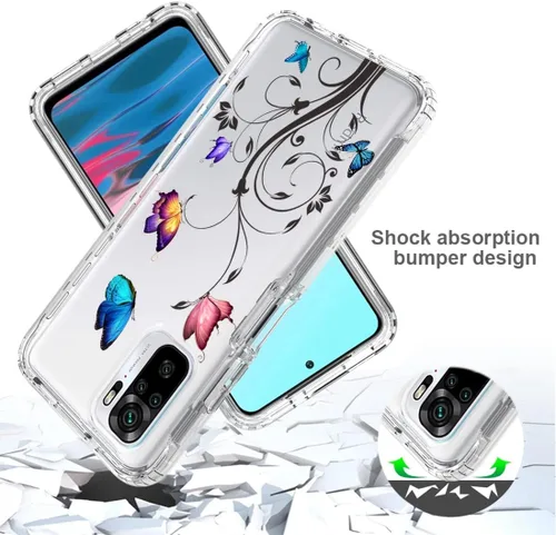Miniatura 7 de Funda para Redmi Note 10 (4G)/Redmi Note 10S con protector de pantalla de vidrio templado, carcasa rígida de diseño floral de cuerpo completo +