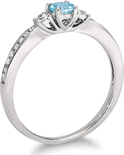 Miniatura 4 de LeVian - Anillo de tres piedras de oro rosa o blanco de 14 quilates, piedra preciosa redonda y diamante de 16 quilates (color H-I, claridad VS2-SI1)