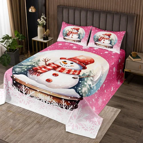Miniatura 25 de Manfei Juego de colcha de Navidad para niños, tamaño individual, diseño de pinos de dibujos animados, decoración de habitación de niños y adultos