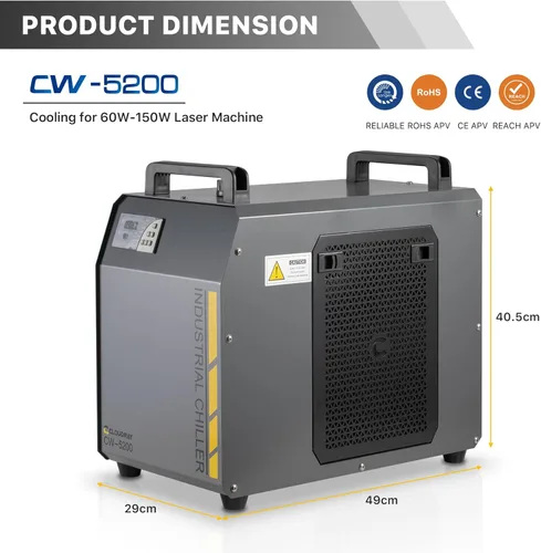 Miniatura 2 de Cloudray Enfriador de Agua Láser CO2 Industrial 6L 0.61HP CW5200 Termostato Preciso Recirculante CO2 Enfriador Láser Industrial para 60W 70W 80W 90W
