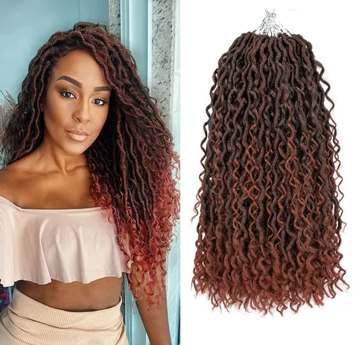 Miniatura 35 de Aipin Goddess Cabello de Ganchillo de 18 Pulgadas Boho River Locs Hippie Locs Ondulado de Ganchillo Con Cabello Rizado en el Medio y Extremos 613