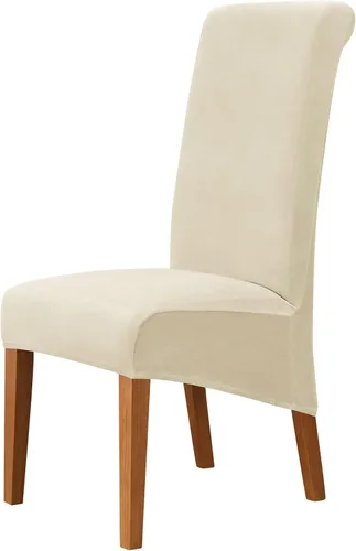 Miniatura 19 de Funda de terciopelo para silla de comedor, funda elástica para sillas grandes, fundas para sillas de respaldo alto (Bianco, paquete de 1)