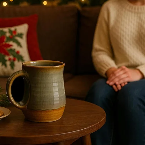 Miniatura 7 de Taza Calentadora de Manos, Cerámica de Cerámica Hecha a Mano y Pintada a Mano - El Bolsillo Contorneado Mantendrá el Calor de Tu Bebida Para