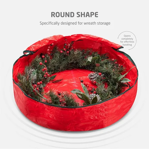 Miniatura 3 de ZOBER - Contenedor de almacenamiento para coronas de Navidad de 24 pulgadas - Bolsa para coronas artificiales con caja - Bolsa de almacenamiento