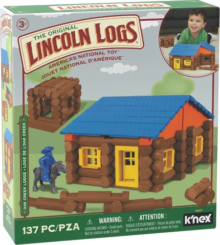 Miniatura 2 de LINCOLN LOGS - Cabaña de Oak Creek - 137 piezas - Troncos de madera real - Edades 3+ - Mejor set de regalo de construcción retro para niños/niñas