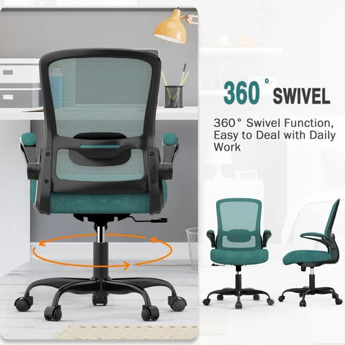 Miniatura 4 de Mimoglad Silla de Oficina, Silla de Escritorio Ergonómica con Soporte Lumbar Ajustable, Silla de Computadora de Malla de Respaldo Alto con Verde