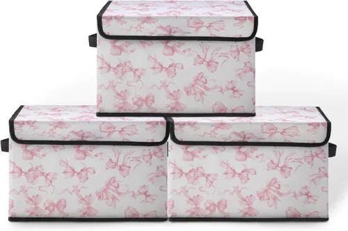 Miniatura 25 de Contenedores de almacenamiento apilables para ropa con tapas, organizadores de clóset con estampado de gatos de tela para el hogar y la oficina