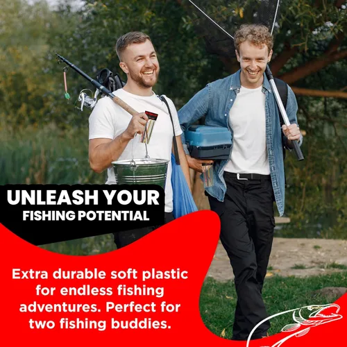 Miniatura 6 de DeLong Lures 6" KILR Worm – Made in USA Weedless Pre-Rigged Soft Plastic Swimbaits, Extra Durable Bass Fishing Lures for Pike and More, 5-Pack