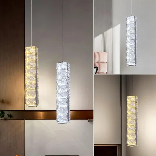 Miniatura 7 de Lámpara de techo LED de cristal, moderna lámpara de techo semiempotrada para sala de estar, comedor, dormitorio, isla de cocina, entrada