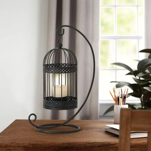 Miniatura 2 de Asense Portavelas de metal, modernos candelabros rústicos de granja, faroles decorativos para interiores y exteriores, mantel de mesa, estilo 1