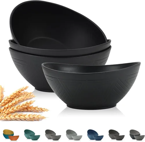PYRMONT Tazones de paja de trigo de 65 onzas – Cuencos grandes apilables para cereales y ensaladas, sin BPA, aptos para lavavajillas, microondas,