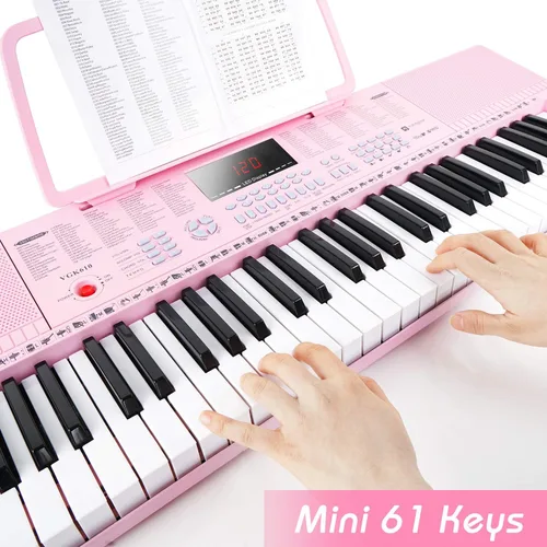 Miniatura 3 de Teclado de Piano Vangoa VGK610, Teclado de Música Portátil de 61 Teclas Mini para Principiantes con Micrófono, 3 Modos de Enseñanza, 350 Tonos, 350