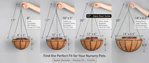 Miniatura 7 de Kingbuy - Cesta colgante para flores o plantas, con cadena, para la casa o el balcón, elemento decorativo