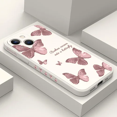 Miniatura 16 de LEECG Funda para iPhone 13 con diseño de mariposas y flores, diseño de astronauta, funda de teléfono con forro de microfibra suave, funda delgada