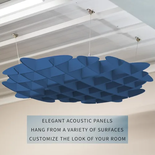 Miniatura 2 de VIVO Panel acústico de gofres de techo, absorbente de sonido colgante hexagonal, lámpara moderna de reducción de ruido, azul marino, PP-CW01NB